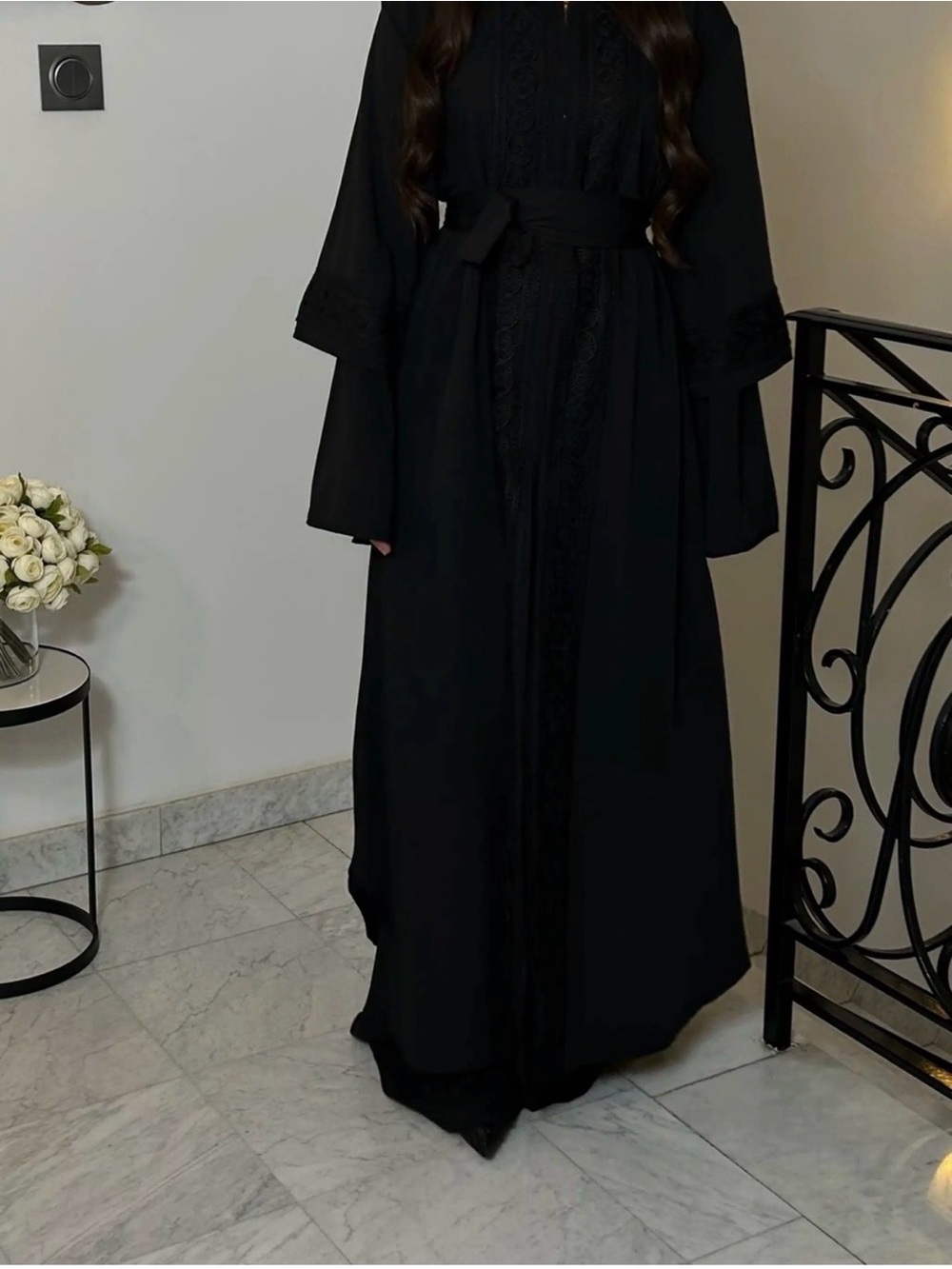 2 Piece Black Embroidered Caftan